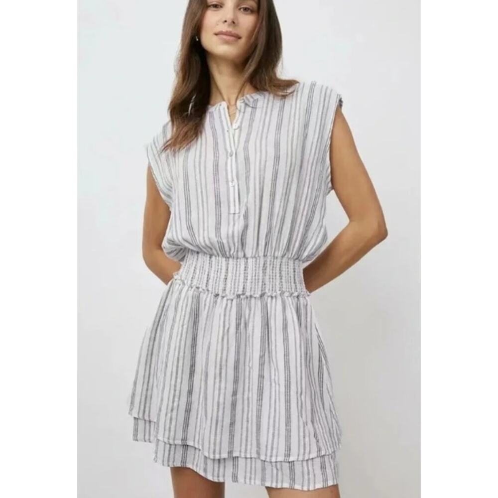 Rails Linen Blend Angelina Cape May Mini Dress Women Small Nautical Beach Costal